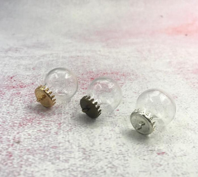 10vnt/stal. 20x12mm Mini skaidraus stiklo gaublys 6 spalvų pagrindo radiniai stiklinis buteliukas pakabukas palinkėjimų buteliukų stiklainiai kupolo dangtelis karolių dekoras