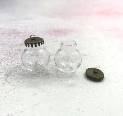 10 buc/lot 20x12mm Mini glob de sticlă transparentă 6 culori de bază constatări pandantiv flacon de sticlă borcane de dome colier capac decor