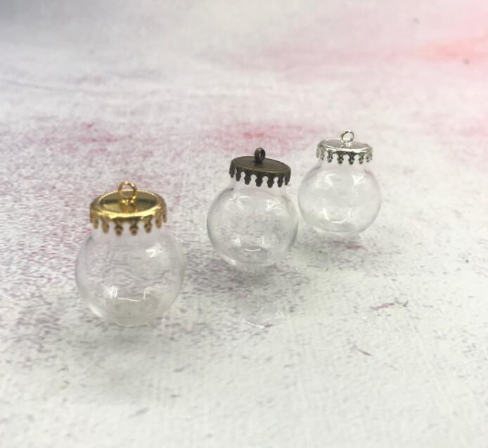 10 buc/lot 20x12mm Mini glob de sticlă transparentă 6 culori de bază constatări pandantiv flacon de sticlă borcane de dome colier capac decor