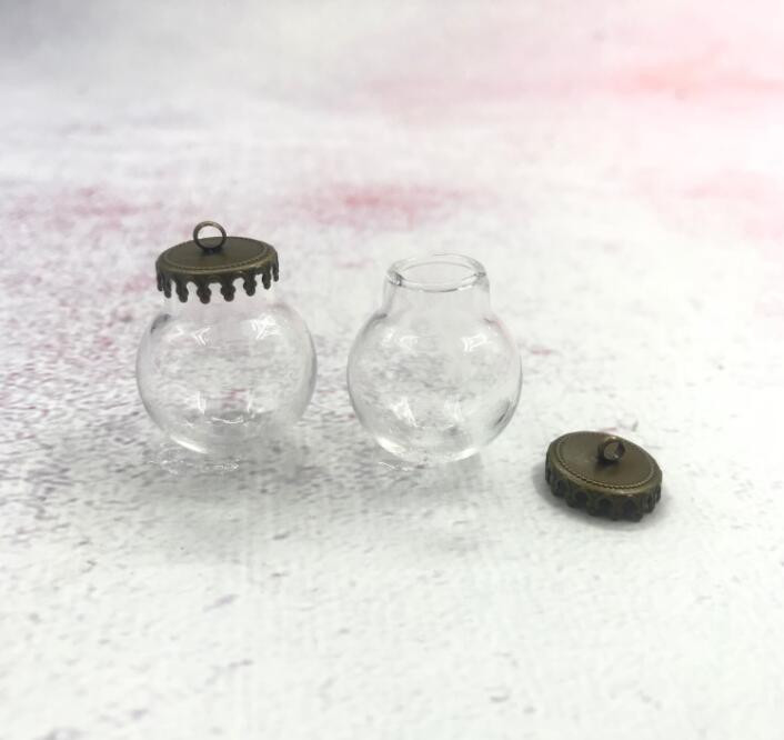 10 buc/lot 20x12mm Mini glob de sticlă transparentă 6 culori de bază constatări pandantiv flacon de sticlă borcane de dome colier capac decor
