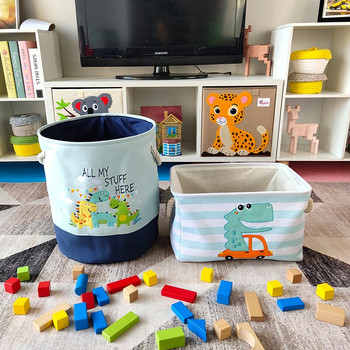 Бебешки играчки Кутия за съхранение Платнена кошница Сладък анимационен лъв Жираф Кошница за съхранение за деца Кофа за мръсни дрехи Органайзер Чанта за пране