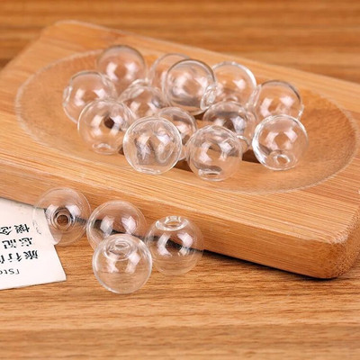 15 komada Mini žarulja Stakleni globus mjehurić okrugla kugla s rupom Diy šuplje staklene kugle bočica privjesci staklena boca ogrlica nakit