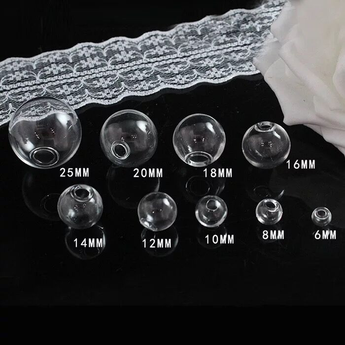 15 buc. Mini bec Glob de sticlă bule rotunde cu gaură Diy globuri de sticlă goale pandantive fiole sticle sticla colier bijuterii