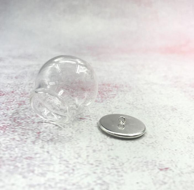 10db/tétel 30x20mm-es üreges üveggömb beállító talppal gömb üveg fiolák függő üvegpalackfedél kupola ékszer medál dekor