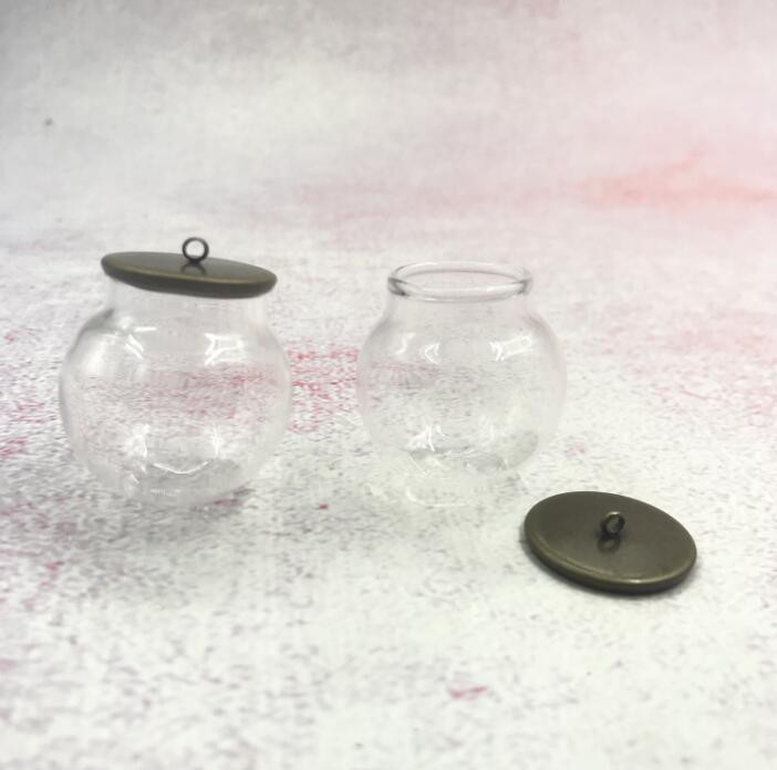 10db/tétel 30x20mm-es üreges üveggömb beállító talppal gömb üveg fiolák függő üvegpalackfedél kupola ékszer medál dekor