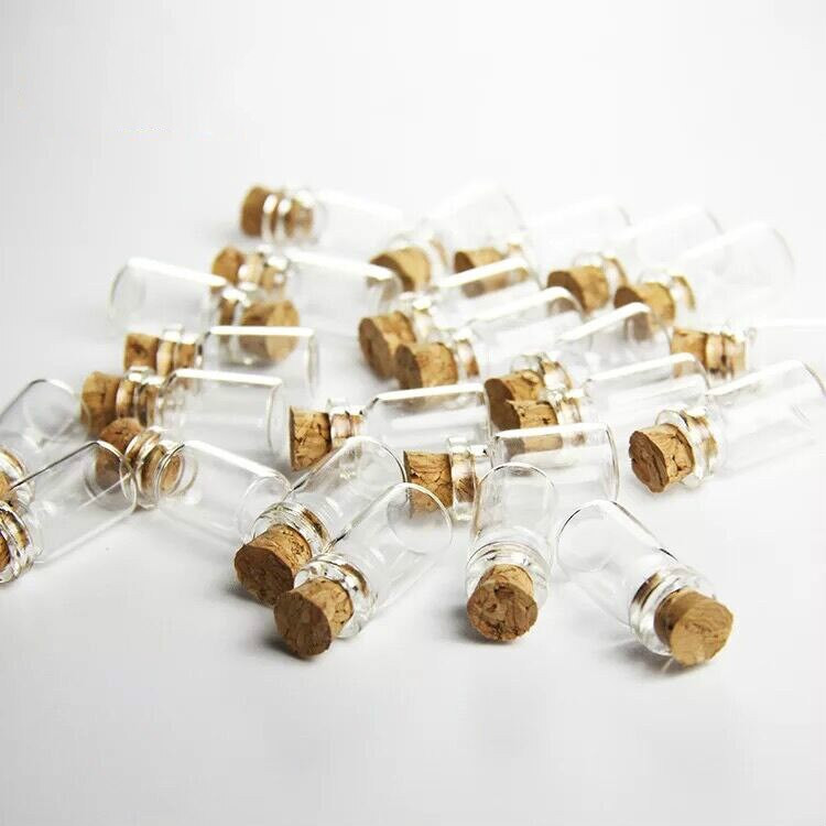 10db 1,5 ml-es befőttesüveg Üres kis üvegcsék lakberendezési üvegek Olcsó parafa dugó Make Wish kis üvegpalack