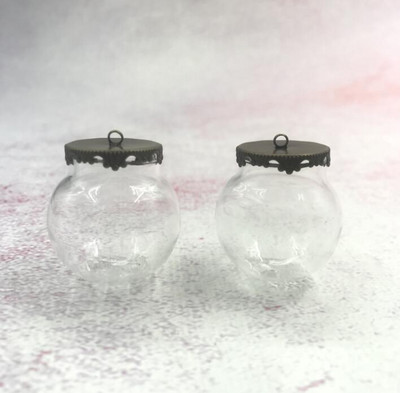 10 vnt / siunta 30x20 mm Didelis apvalus stiklinis gaublys burbulas su 6 spalvų gėlių pagrindo padėklu stiklinio buteliuko pakabukas palinkėjimu buteliuko kupolo dangtelis dovana