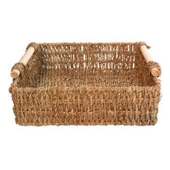 Storage Box Receiving Basket Φορητό πρακτικό μπάνιο με ξύλινη λαβή άχυρο Δώρα σπιτιού 1 τεμ. Οργάνωση