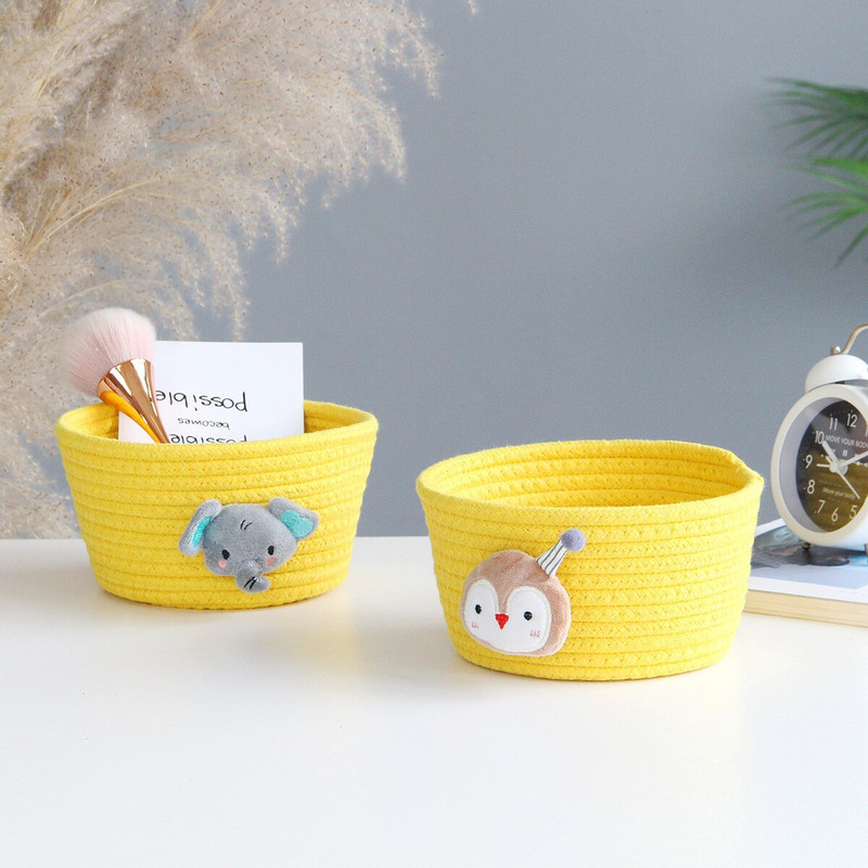 Rajzfilm Állatok Kézzel szőtt tároló kosár gyerekeknek játékok asztali rendszerező egyéb tárolódobozok mosókosarak 16*9cm 1db