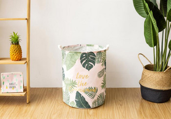 Европейски стил Сгъваема водоустойчива кошница за пране Кошници за съхранение на дрехи Декорация на дома Листа варел Детска кошница за играчки
