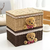 Kreatív aranyos medve rattan kosár asztali egyéb játékok játéktároló rendszerező zoknik fehérnemű doboz kosár otthoni dekoratív fonott kosár