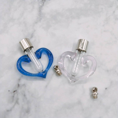 10 buc/lot în formă de inimă capac cu șurub pandantiv flacon de sticlă Flacon de parfum în miniatură sticlă de ulei Colier de cristal pandantiv nume sau borcane de artă cu orez