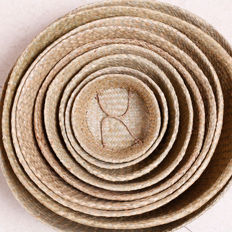 Rankų darbo sandėliavimo krepšeliai Sulankstomi iškylos austi krepšeliai kratiniai Darbai pinti rotango jūros graižai Pilvo sodas gėlių vazonai Plante Baske