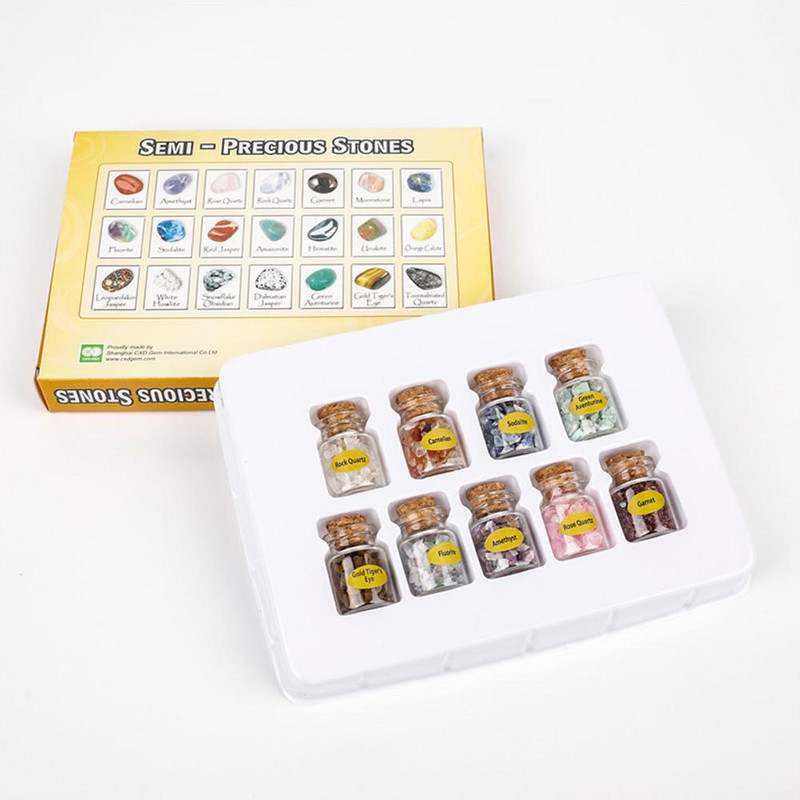 9 db-os mini üveg kívánságüvegek természetes forgácsok kövek gyógyító kristálydíszek Szerencsés sodródó palackok születésnapi ajándékok barátoknak