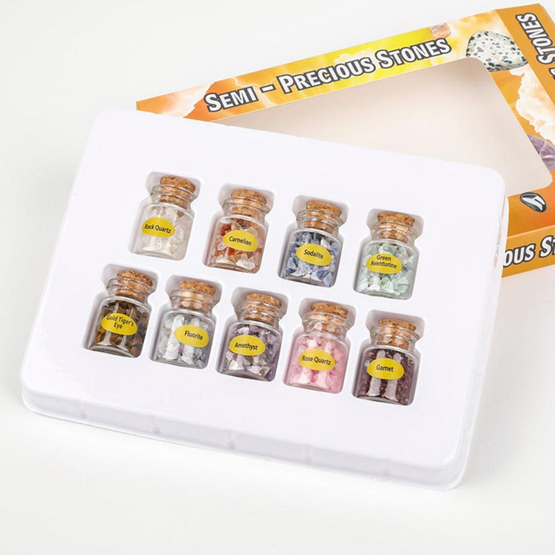 9 db-os mini üveg kívánságüvegek természetes forgácskövek gyógyító kristálydíszek Szerencsés sodródó palackok születésnapi ajándékok barátoknak