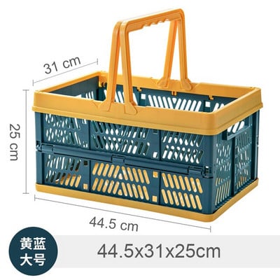 Hordozható, összecsukható bevásárlókosár fogantyúval Munkalap többcélú élelmiszer-, snack-tároló kosár Autós játéktároló kosár