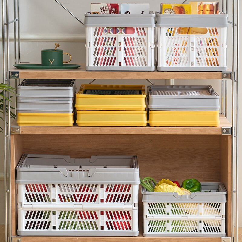 Hordozható, összecsukható bevásárlókosár fogantyúval Munkalap többcélú élelmiszer-, snack-tároló kosár Autós játéktároló kosár