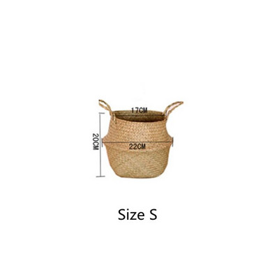 Rankų darbo bambuko laikymo krepšelis skalbinių organizatorius žaislų laikiklis šiaudų vytelių rotango jūros žolės sodo vazono vazonas