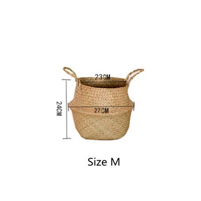 Rankų darbo bambuko laikymo krepšelis skalbinių organizatorius žaislų laikiklis šiaudų vytelių rotango jūros žolės sodo vazono vazonas