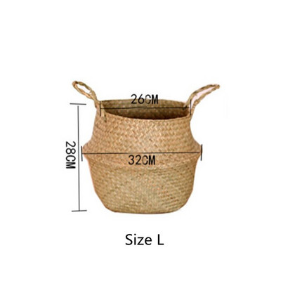 Rankų darbo bambuko laikymo krepšelis skalbinių organizatorius žaislų laikiklis šiaudų vytelių rotango jūros žolės sodo vazono vazonas