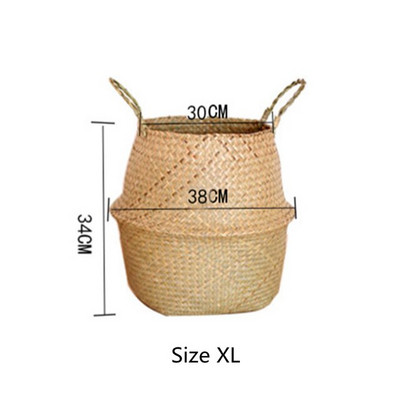 Rankų darbo bambuko laikymo krepšelis skalbinių organizatorius žaislų laikiklis šiaudų vytelių rotango jūros žolės sodo vazono vazonas