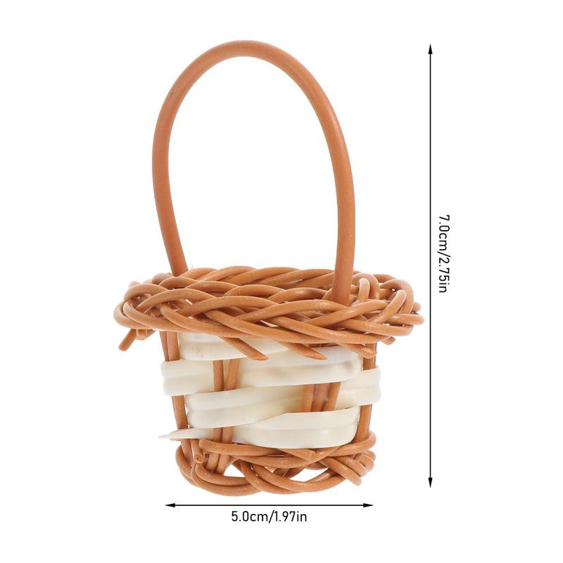 10db Mini kosarak Rattan szőtt kosarak Lakásdekorációk Cukorka süti kosarak Barkácsolás szőtt gyümölcsös sütik Candy Tote virágkosár szett