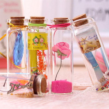 12 τμχ DIY Μίνι μικρά γυάλινα μπουκάλια πλυσίματος με πώμα από φελλό Μικροσκοπικά φιαλίδια Βαζάκια Δοχεία Μήνυμα Γάμοι Ευχές Μπομπονιέρες κοσμημάτων