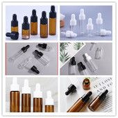 10db Üres 1ml 2ml 3ml 5ml csepegtetős üvegpalack hordozható aromaterápiás illóolaj átlátszó mini flakon átlátszó/borostyánsárga fiola