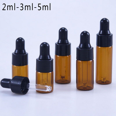 10db Üres 1ml 2ml 3ml 5ml csepegtetős üvegpalack hordozható aromaterápiás illóolaj átlátszó mini flakon átlátszó/borostyánsárga fiola