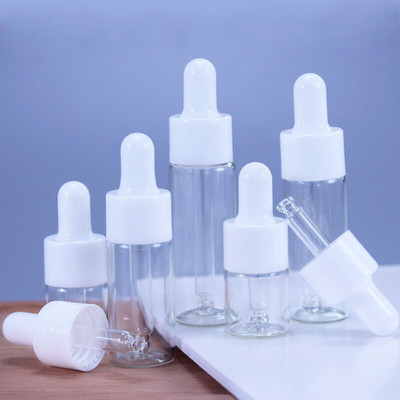 10db Üres 1ml 2ml 3ml 5ml csepegtetős üvegpalack hordozható aromaterápiás illóolaj átlátszó mini flakon átlátszó/borostyánsárga fiola