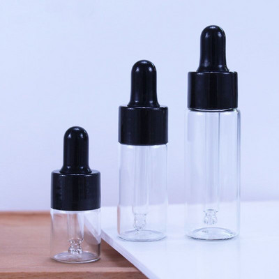 10db Üres 1ml 2ml 3ml 5ml csepegtetős üvegpalack hordozható aromaterápiás illóolaj átlátszó mini flakon átlátszó/borostyánsárga fiola