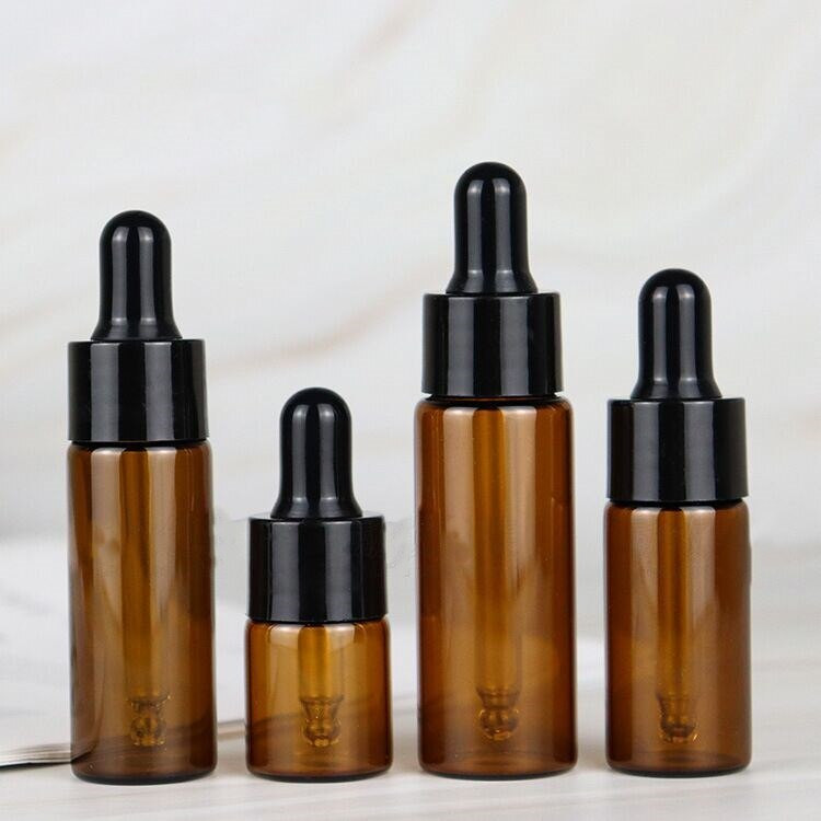 10db Üres 1ml 2ml 3ml 5ml csepegtetős üvegpalack hordozható aromaterápiás illóolaj átlátszó mini flakon átlátszó/borostyánsárga fiola