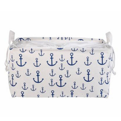 Noua cutie de depozitare pentru birou acoperită cu ancora, lenjerie de bumbac, organizator de depozitare haine, coș de depozitare, cutie cosmetică, găleată de depozitare pentru jucării pentru copii