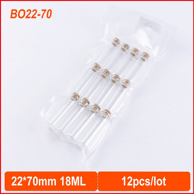 18ml-es 22*70mm-es tároló üvegpalackok parafa dugóval átlátszó üres üvegedény Üzenet esküvői dekorációs flakon 12db