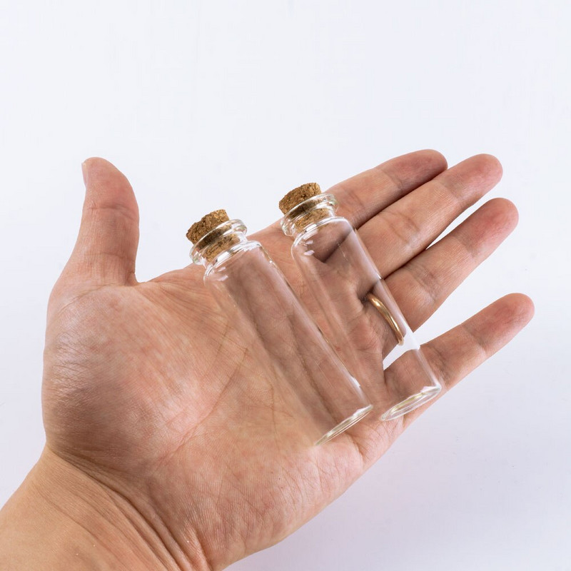 18ml-es 22*70mm-es tároló üvegpalackok parafa dugóval átlátszó üres üvegedény Üzenet esküvői dekorációs flakon 12db