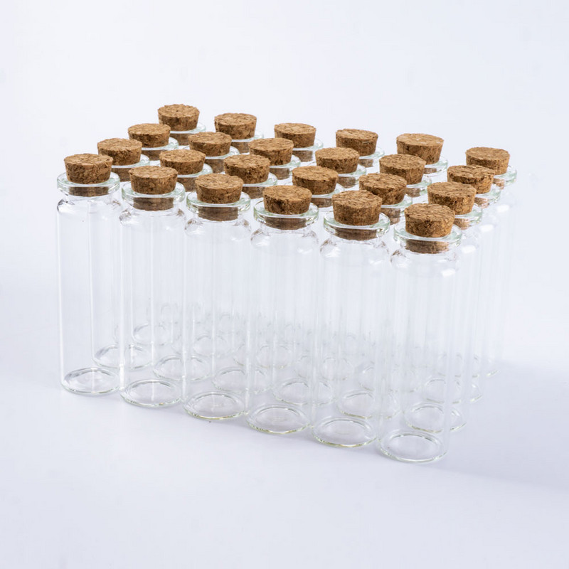18ml-es 22*70mm-es tároló üvegpalackok parafa dugóval átlátszó üres üvegedény Üzenet esküvői dekorációs flakon 12db