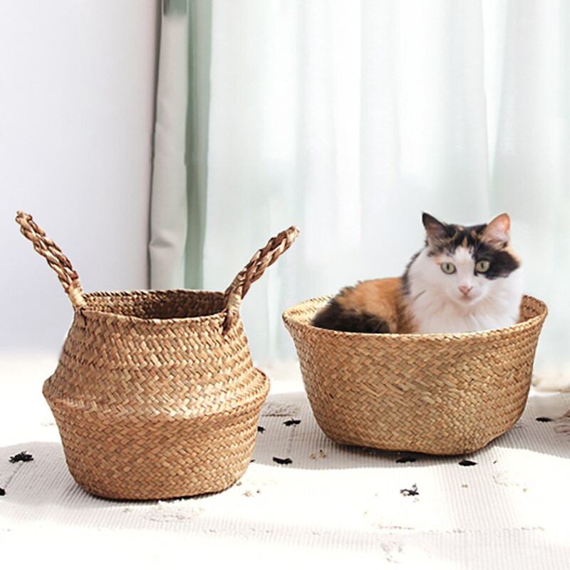 Cestas De Mimbre Decorativas Rattan kosár Bohém bojt Fonott kosárkert Makramé bojttal Home Organizer Panier Osier
