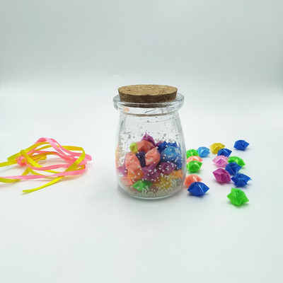 Dječja ručno izrađena presavijena zvijezda, plastična sklopiva slamka, prozirna sklopiva sretna zvijezda, boca želja, kreativni rođendanski poklon