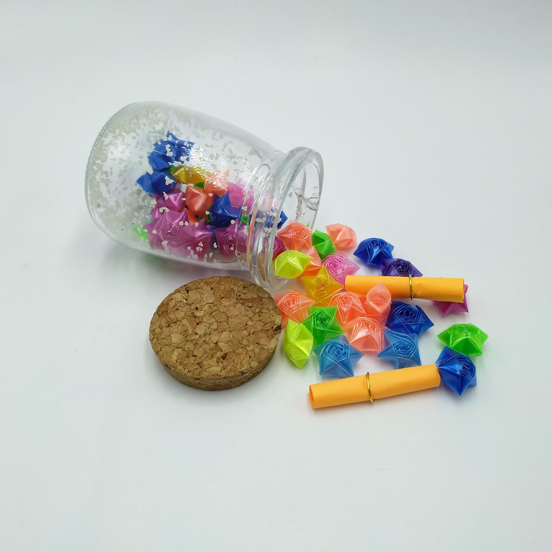 Dječja ručno izrađena presavijena zvijezda, plastična sklopiva slamka, prozirna sklopiva sretna zvijezda, boca želja, kreativni rođendanski poklon