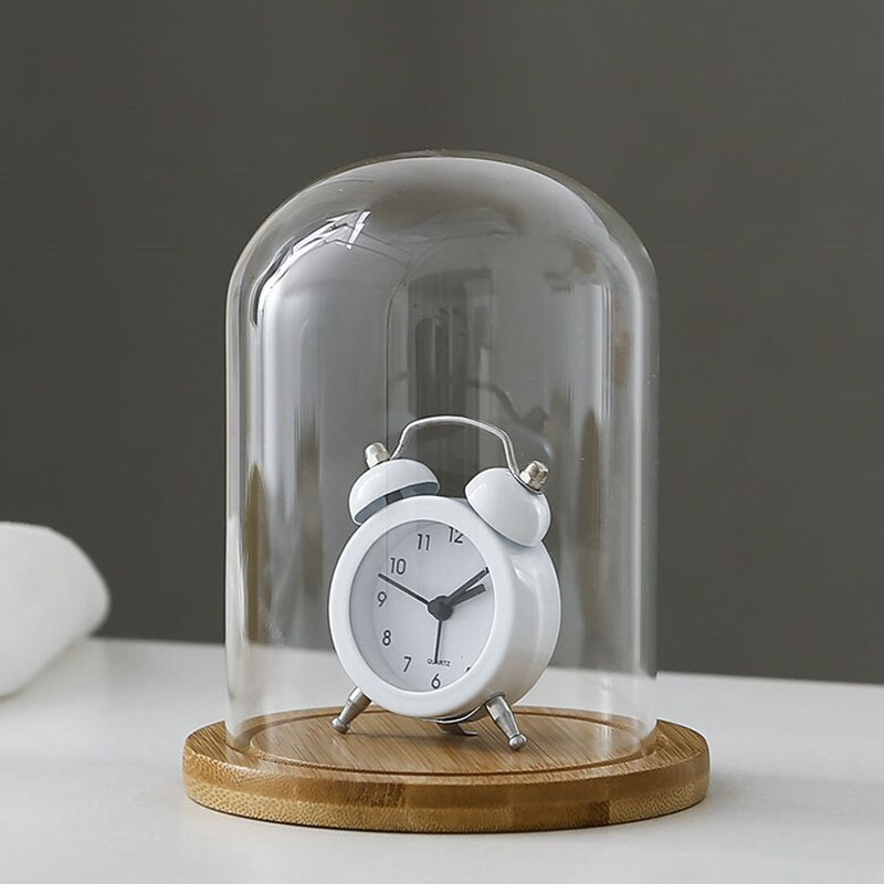 9 * 12 cm-es kis méretű üvegkupola váza lakberendezési bambusz alap átlátszó borító DIY barát ajándék esküvői élő kellék
