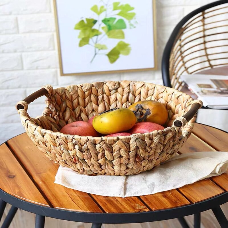 Rankų darbo rotango laikymo krepšelis apvalus vaisių krepšelis, pagrindinė spalva paprastas austas vaisių ir daržovių laikymo namų dekoravimas