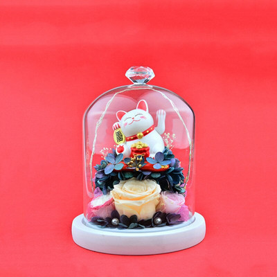 Vidutinio dydžio 12*16 cm deimantinio viršaus stiklo kupolo vaza namų dekoravimui baltas pagrindas permatomas dangtelis Vestuvės gyvas rekvizitas Gimtadienio dovana „pasidaryk pats“