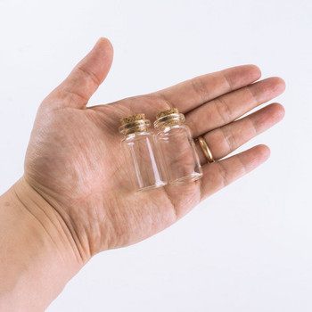 12 бр. 22*40 mm 7 ml мини стъклена бутилка с тапи Декоративен буркан за съхранение Wish Bottle Прозрачен празен стъклен буркан