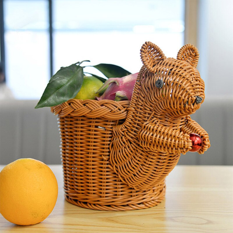 Creativ lucrat manual ratan imitat Bucătărie Fructe Legume Pâine Gustări Vaze de picnic pentru Decorare Coș Depozitare Jucării