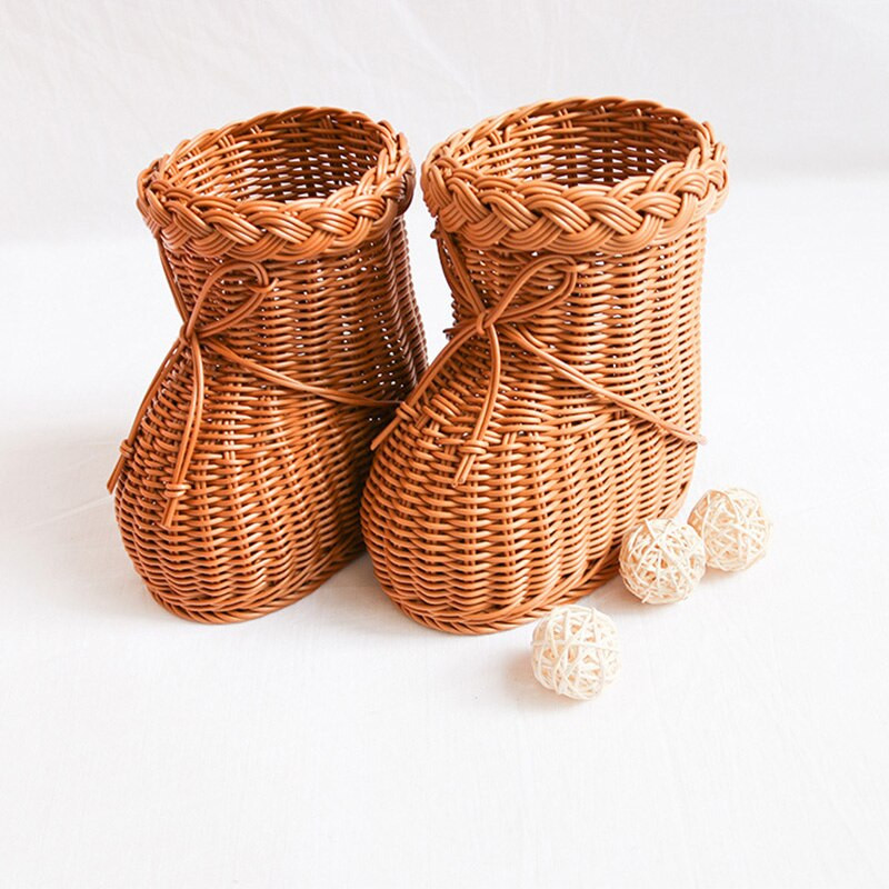 Creativ lucrat manual ratan imitat Bucătărie Fructe Legume Pâine Gustări Vaze de picnic pentru Decorare Coș Depozitare Jucării