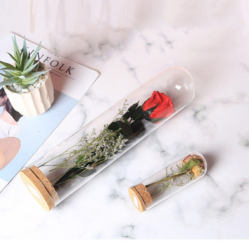 4 σετ/συσκευασία 3,7*10 cm σε σχήμα σωλήνα, γυάλινο θόλο, διακόσμηση σπιτιού, βάση από φελλό Διαφανές κάλυμμα γάμου Live Prop DIY Δώρο Μπουκάλι λουλουδιών
