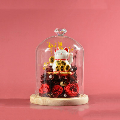 12 * 16 cm vază cu cupolă din sticlă cu diamant pentru decorarea casei Bază de busteni Husă transparentă pentru tort DIY prieten Favoare Cadou Nunta Live Prop