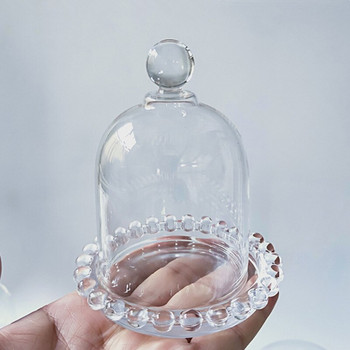 Διαφορετικό σχήμα Δημιουργικό λουλουδάτο περίγραμμα γυάλινη βάση γυάλινο θόλος κερί Κάλυμμα σκόνης κέικ Γυάλινο πιάτο αυγό τάρτα