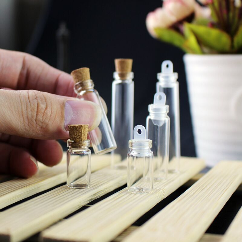 15db 11x22mm 11x35mm karácsonyi kívánságüveg kis üres, átlátszó parafa üvegpalackok fiolák nyaraló esküvői otthon dekorációhoz Ajándékok