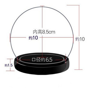 Átmérő = 10 cm Kis méretű kerek üvegkupola váza lakberendezés Kreatív fekete alap, átlátszó borító, barát ajándék esküvői kellék